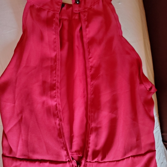 Womens Red Chiffon Dress - Picture 5 of 5